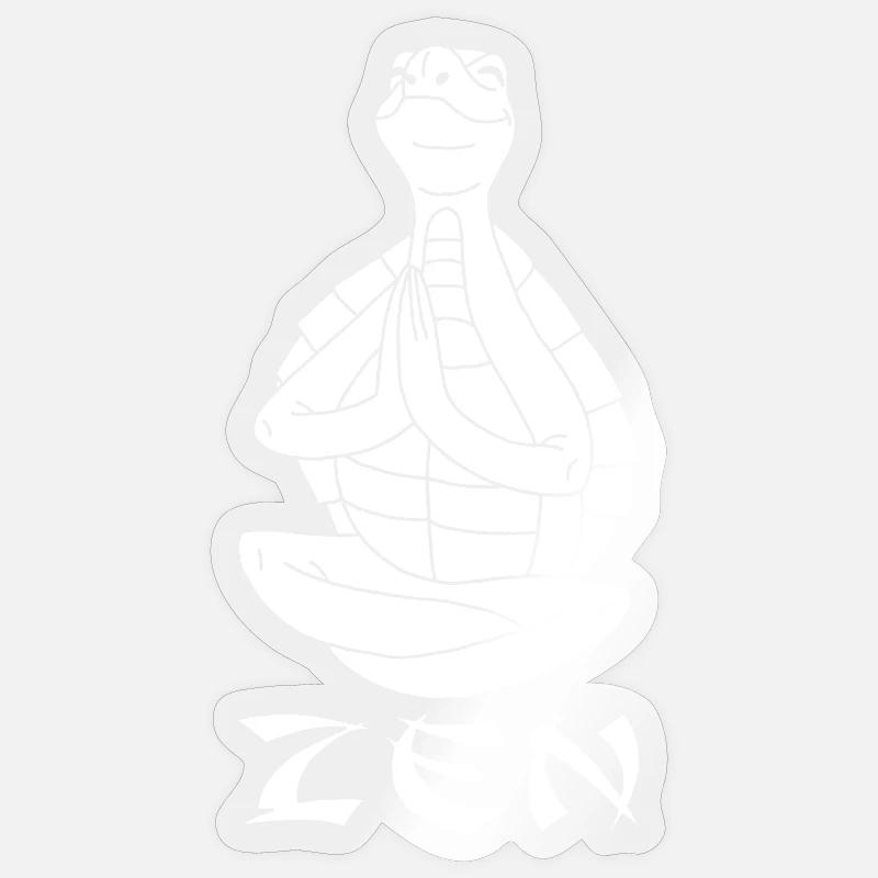 Yogi Schildkröte (Weiß) - Sticker Größe S (10 x 10 cm) - Transparent glänzend