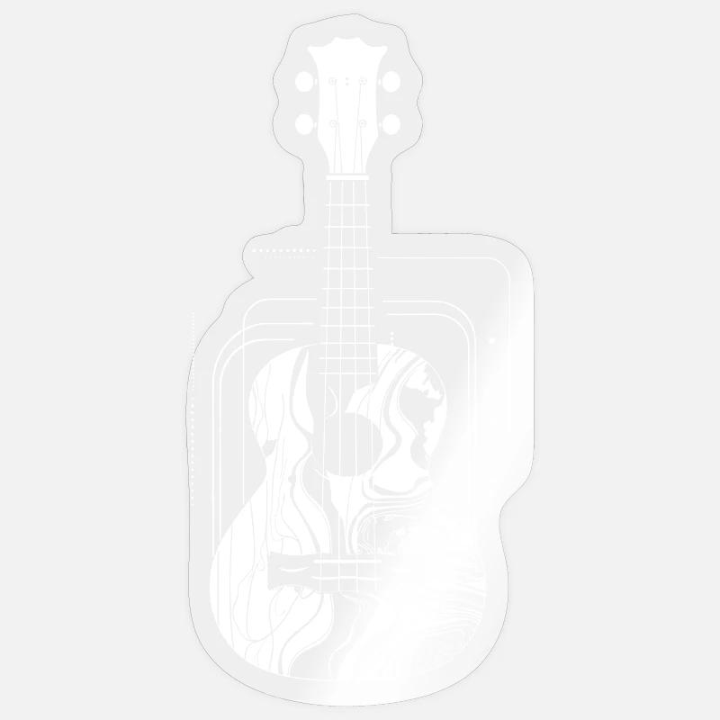 Dessin de ukulélé - Sticker taille S (10 x 10 cm) - brillant transparent