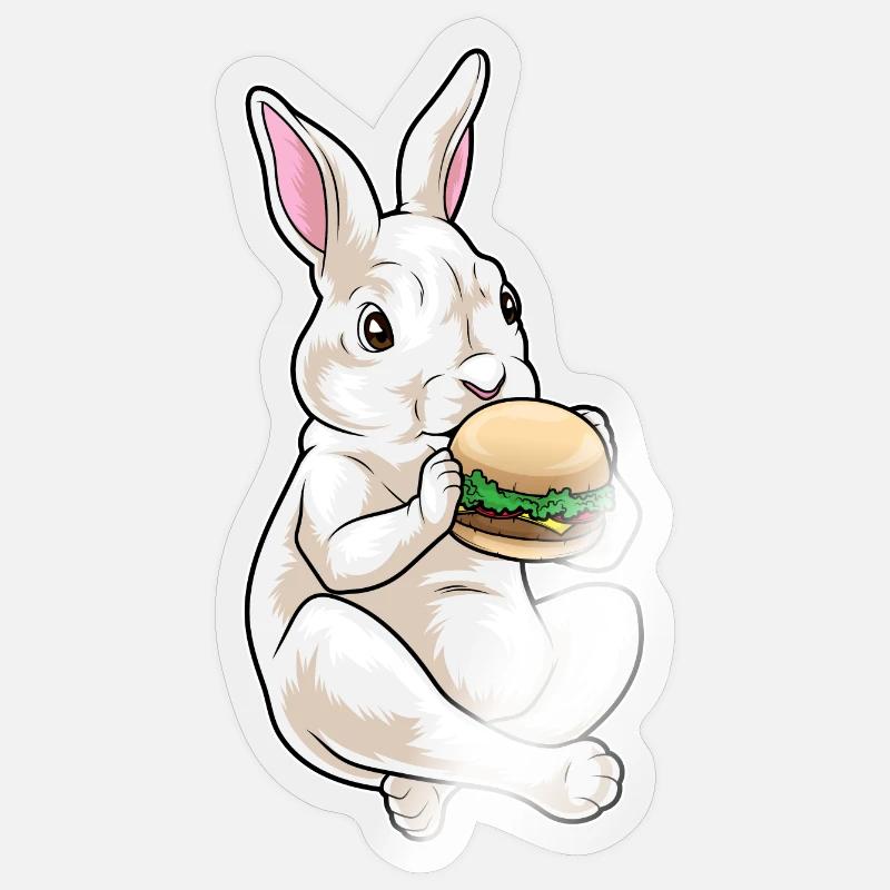 Hamburger lapin - Sticker taille S (10 x 10 cm) - brillant transparent