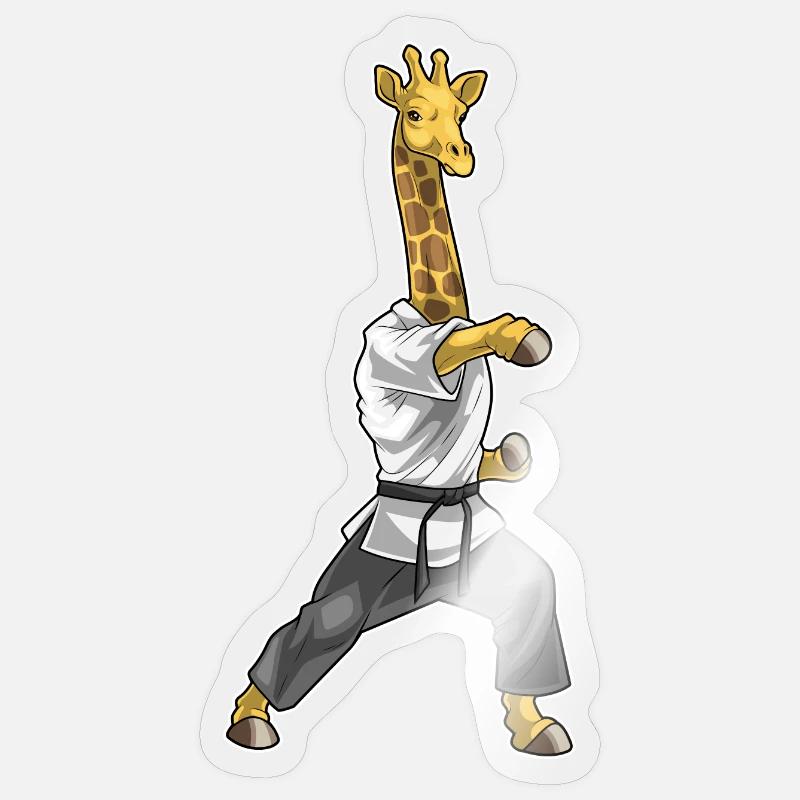 Giraffe Karate Kampfsport - Sticker Größe S (10 x 10 cm) - Transparent glänzend