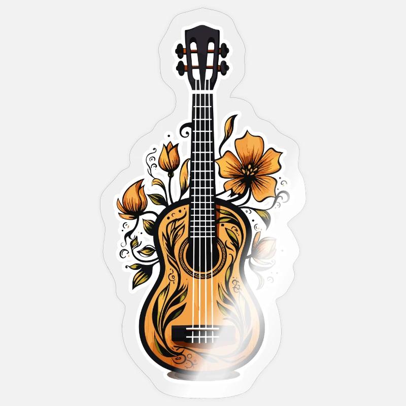 Graphiques Ukulele - Sticker taille S (10 x 10 cm) - brillant transparent