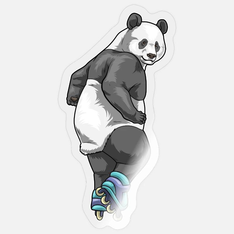 Panda Inline skating Rollschuhe - Sticker Größe S (10 x 10 cm) - Transparent glänzend
