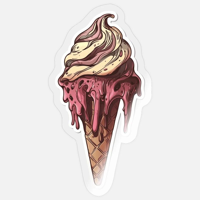 Eiscreme Eis - Sticker Größe S (10 x 10 cm) - Transparent glänzend
