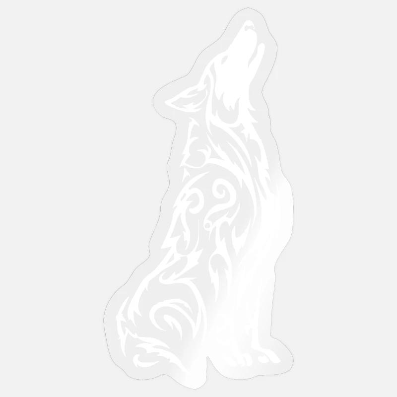 Wolf's Silhouette Tribal Pattern Sticker size S (10 x 10 cm)