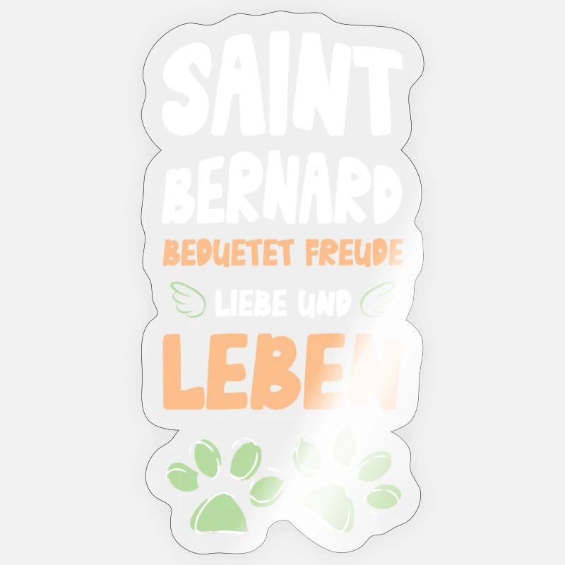 Saint Bernard Liebe und Leben - Sticker Größe S (10 x 10 cm) - Transparent glänzend