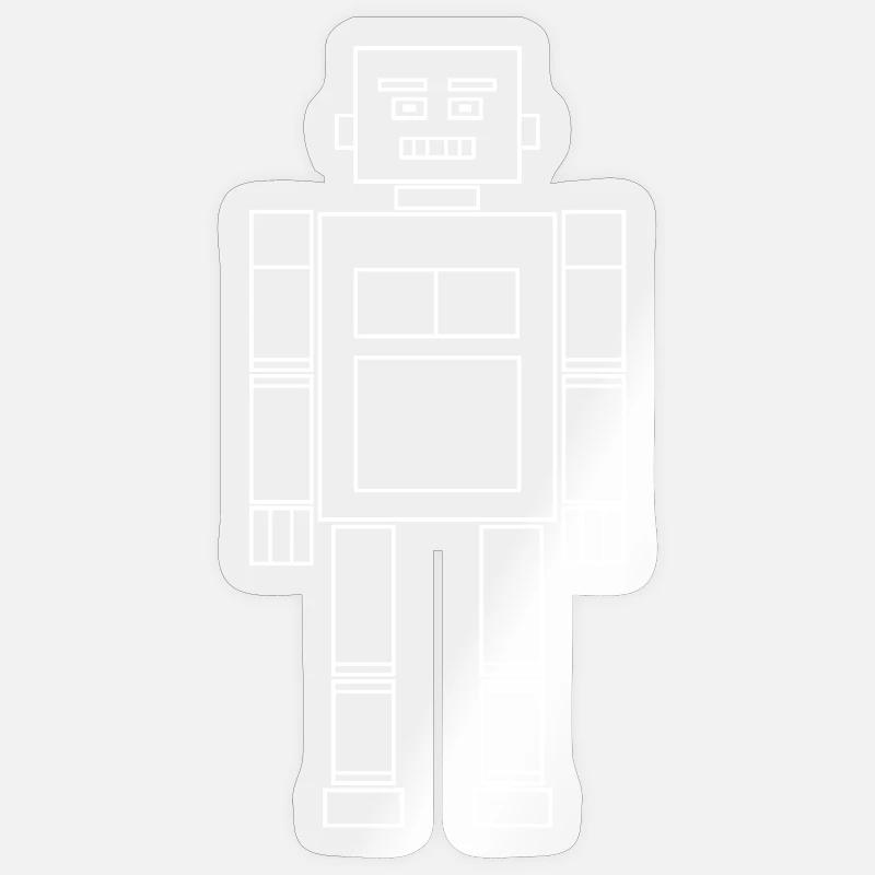 Robot / Blanc / Réduit - Sticker taille S (10 x 10 cm) - brillant transparent