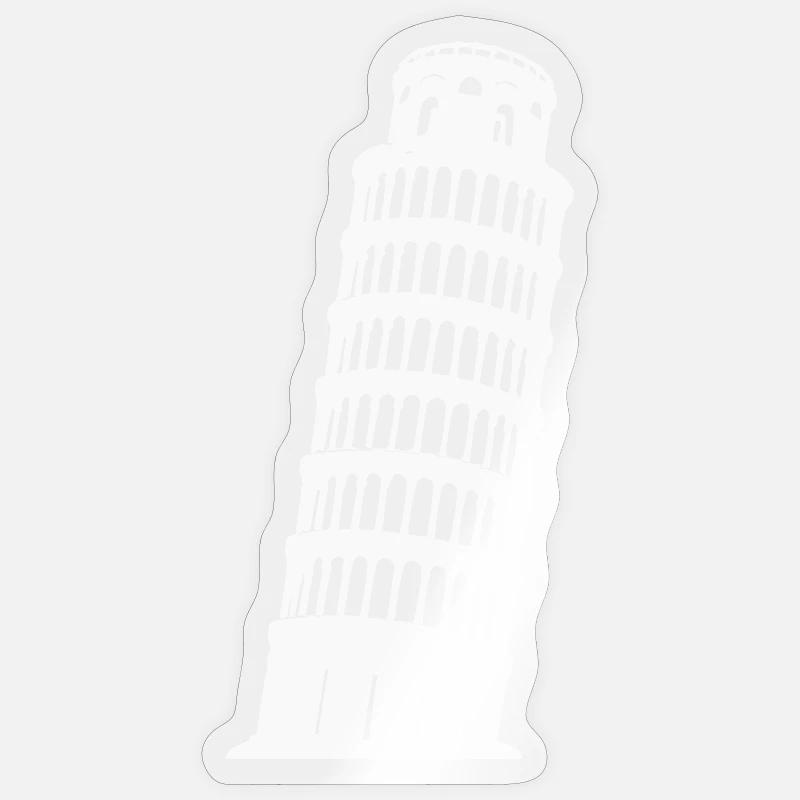 Pisa Tower Silhouette Monochrome - Sticker size S (10 x 10 cm) - transparent glossy
