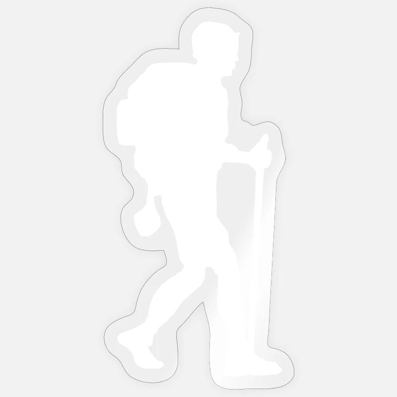 Wanderer Backpacker weiß - Sticker Größe S (10 x 10 cm) - Transparent glänzend