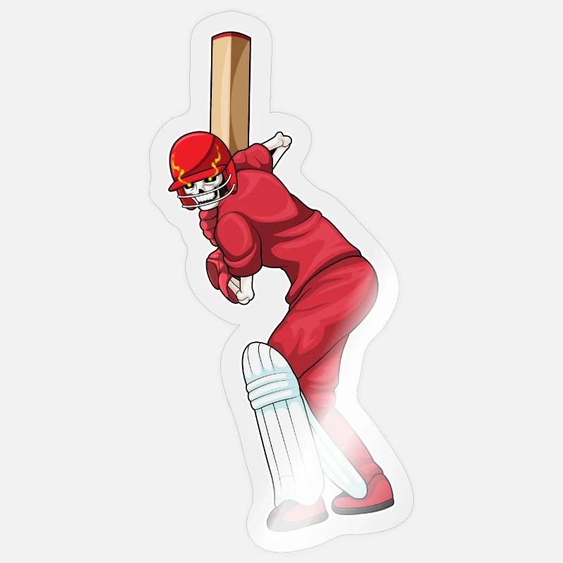 Skeleton Cricket Cricket Bats - Sticker taille S (10 x 10 cm) - brillant transparent