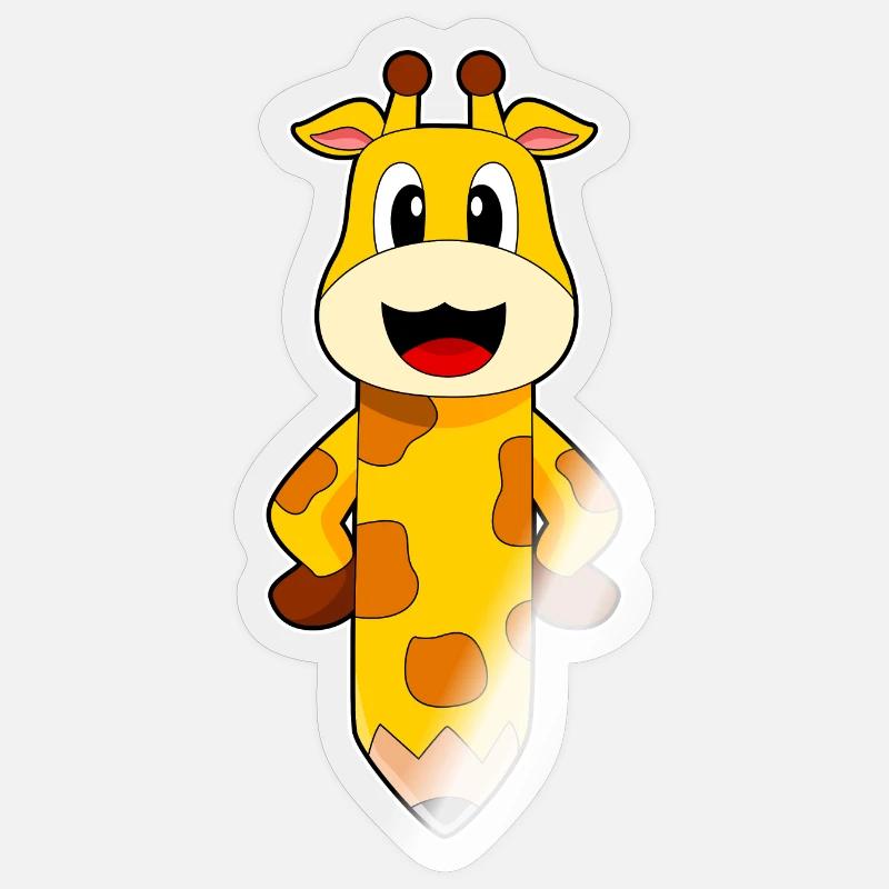 Crayon girafe - Sticker taille S (10 x 10 cm) - brillant transparent
