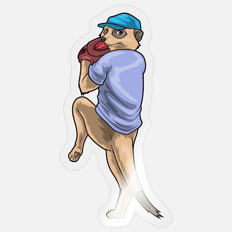 Erdmännchen Baseball Baseballhandschuh - Sticker Größe S (10 x 10 cm) - Transparent glänzend