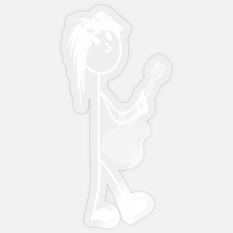 Strichmännchen mit Gitarre - Sticker Größe S (10 x 10 cm) - Transparent glänzend