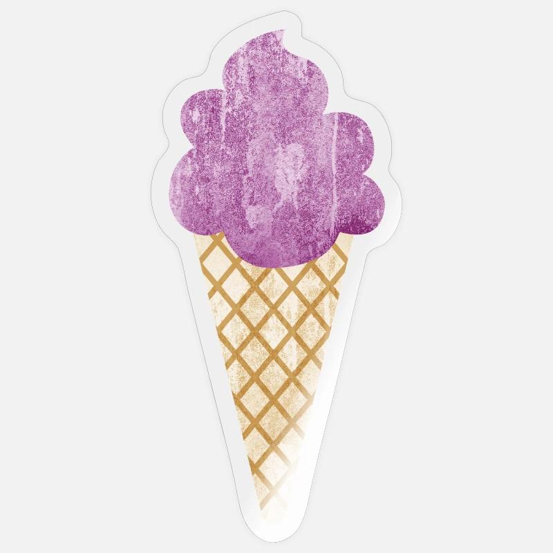 Eiscreme Icecream Eis Waffel Eiskrem Eisdiele lila Sticker Größe S (10 x 10 cm)