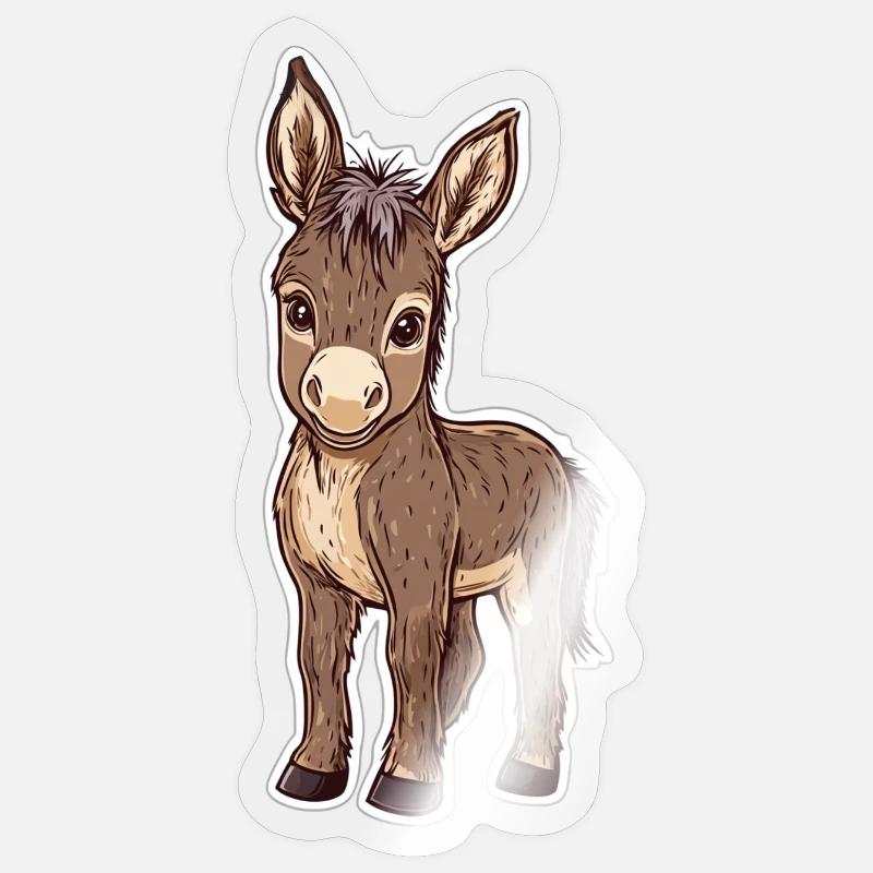 âne - Sticker taille S (10 x 10 cm) - brillant transparent
