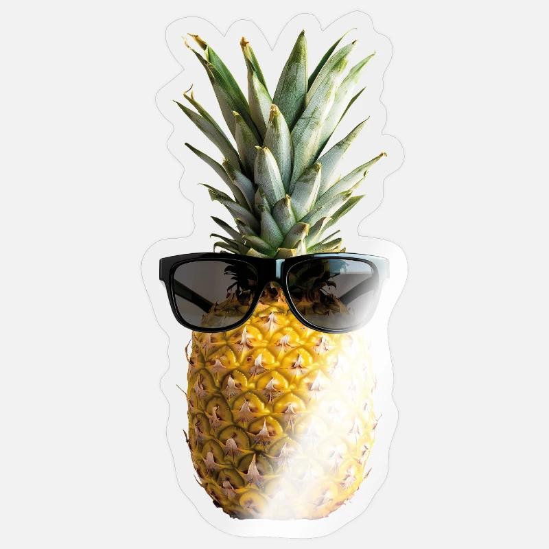 Pineapple with sunglasses - Sticker size S (10 x 10 cm) - transparent glossy