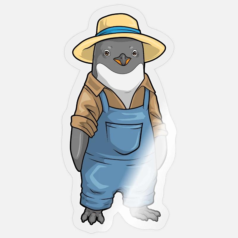 Pinguin Gärtner Garten - Sticker Größe S (10 x 10 cm) - Transparent glänzend