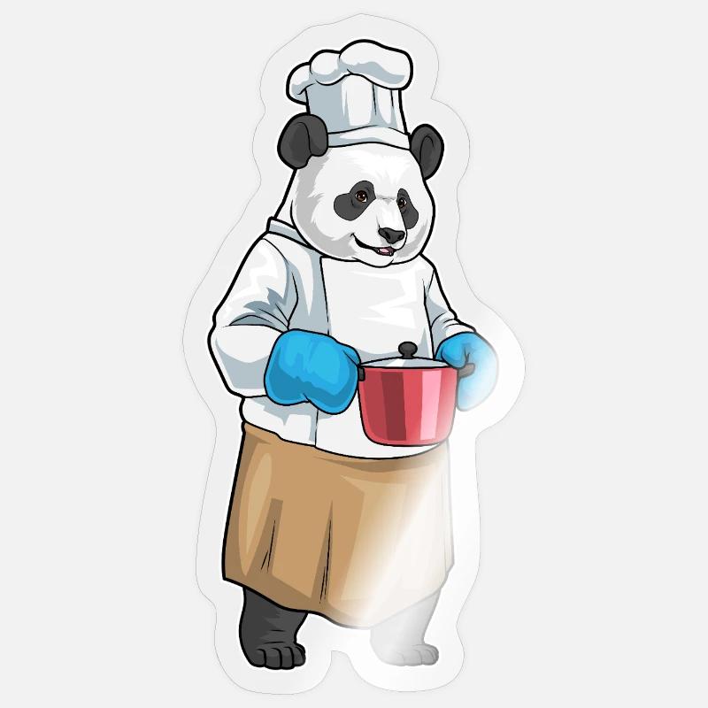Cuisinier panda Cuisson de la marmite Sticker taille S (10 x 10 cm)