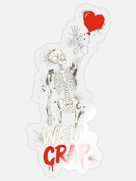 Skelettherz Brunnen Mist. - Sticker Größe S (10 x 10 cm) - Transparent glänzend