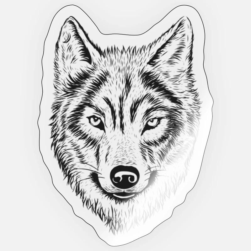 Wolfenkopf Line Drawing - Sticker size S (10 x 10 cm) - transparent glossy