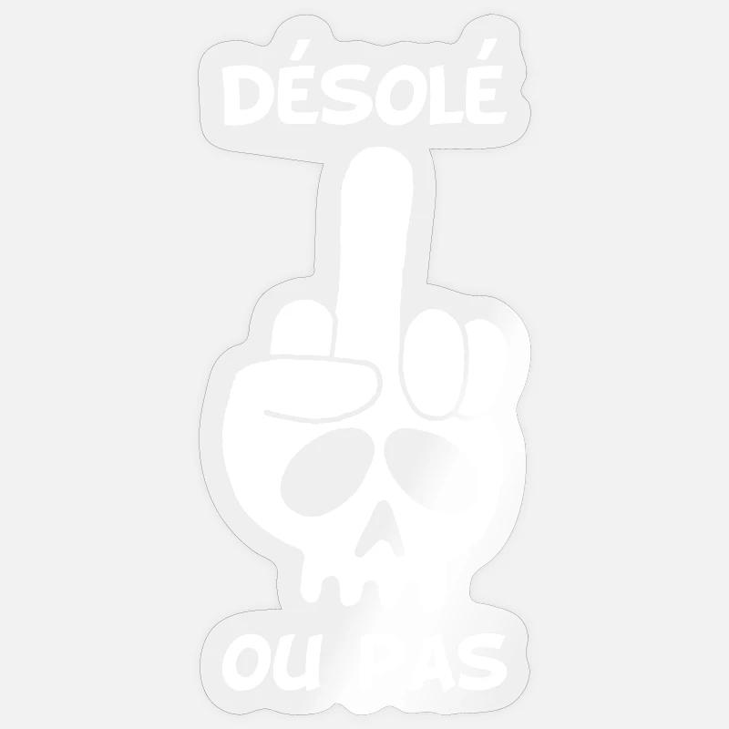 Crâne blanc malpoli - Sticker taille S (10 x 10 cm) - brillant transparent