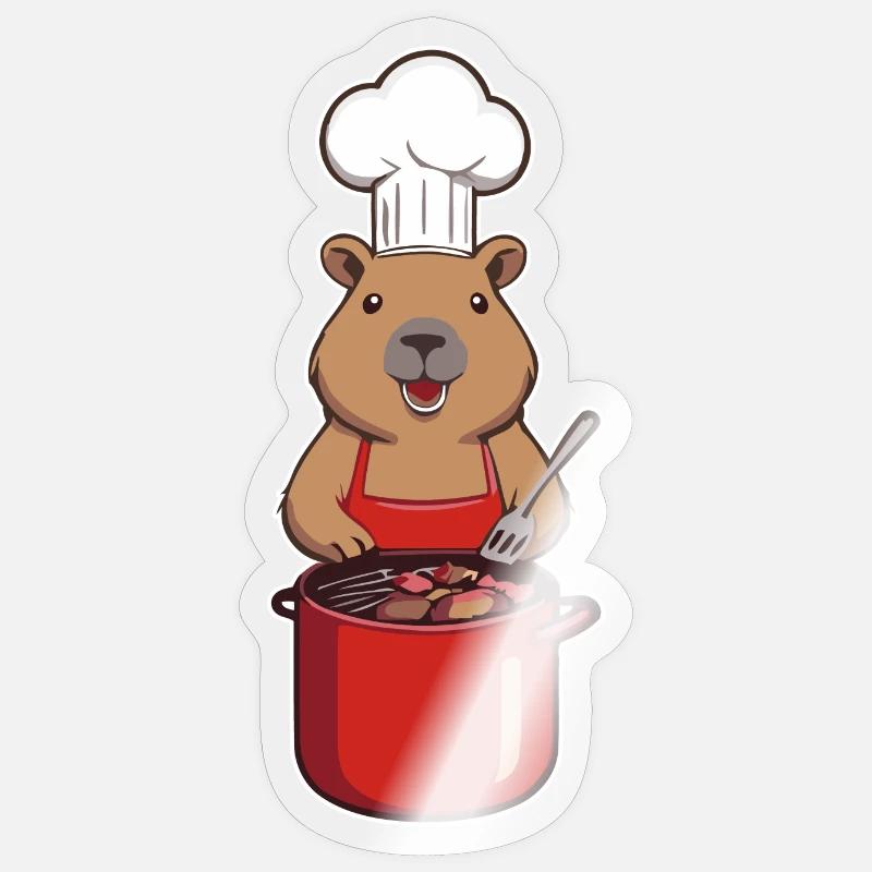 Capybara Cook - Sticker size S (10 x 10 cm) - transparent glossy