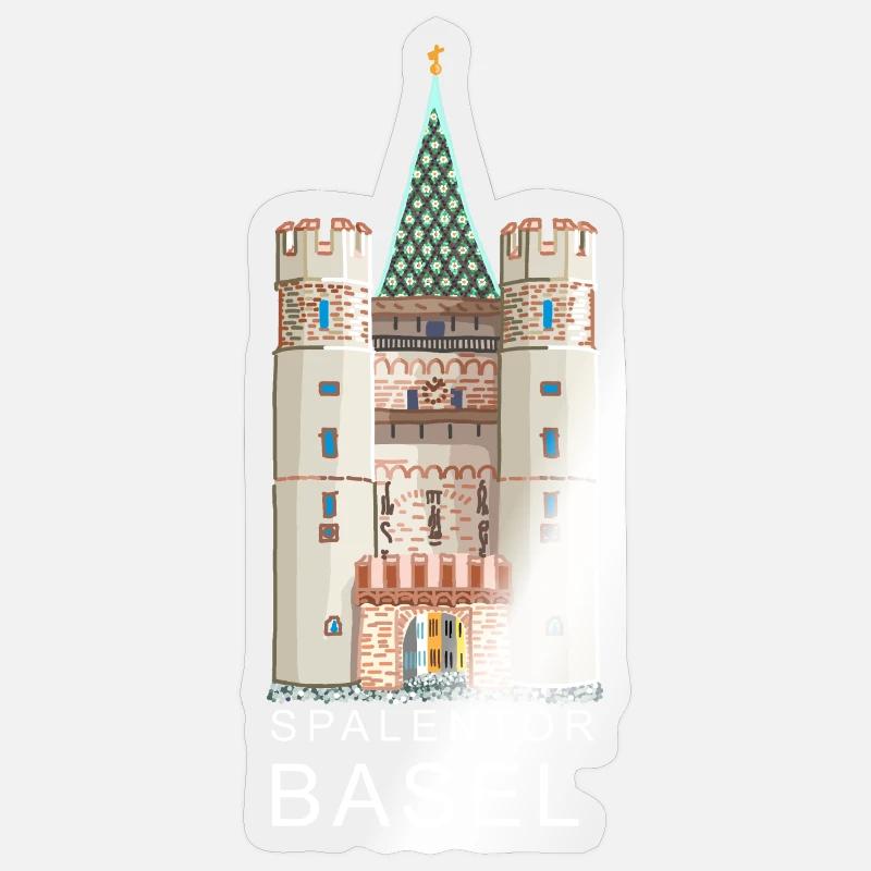 Basel, Spalentor, Schweiz - Sticker Größe S (10 x 10 cm) - Transparent glänzend