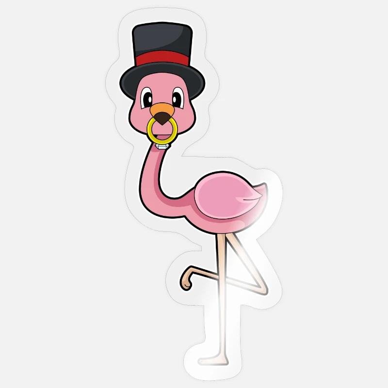 Flamingo Bräutigam Ehering Hochzeit - Sticker Größe S (10 x 10 cm) - Transparent glänzend