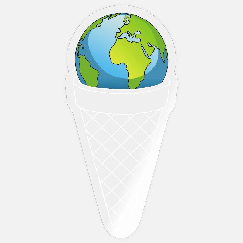 Planet Erde und Eiscreme - Sticker Größe S (10 x 10 cm) - Transparent glänzend