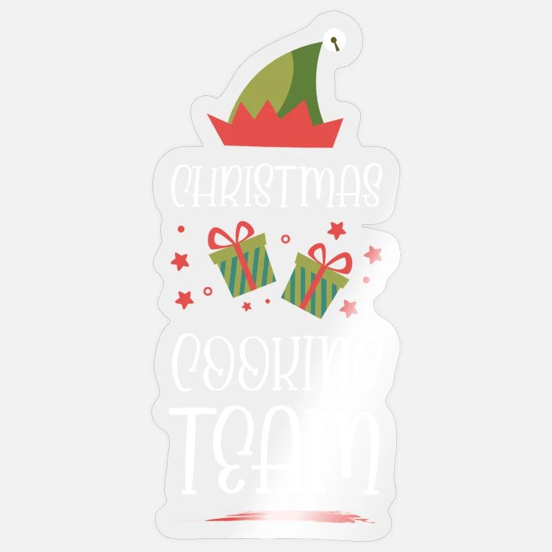 Équipe de cuisine de Noël - Sticker taille S (10 x 10 cm) - brillant transparent