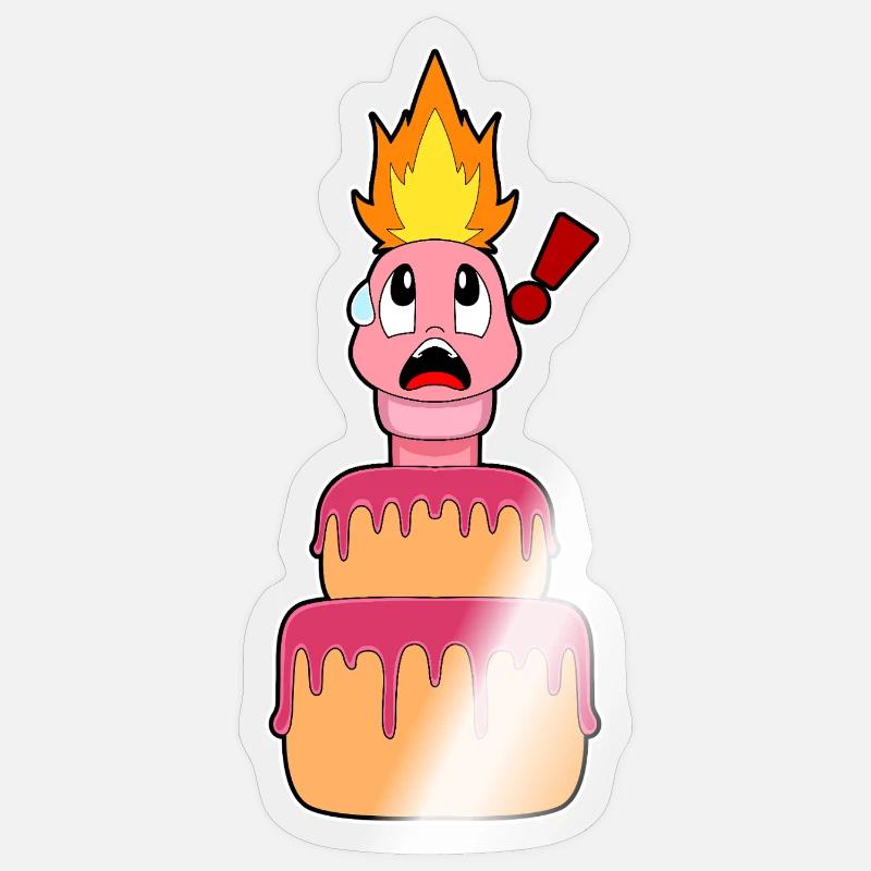 Gâteau d’anniversaire Worm - Sticker taille S (10 x 10 cm) - brillant transparent