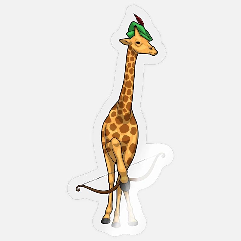 Arc de girafe Archer - Sticker taille S (10 x 10 cm) - brillant transparent