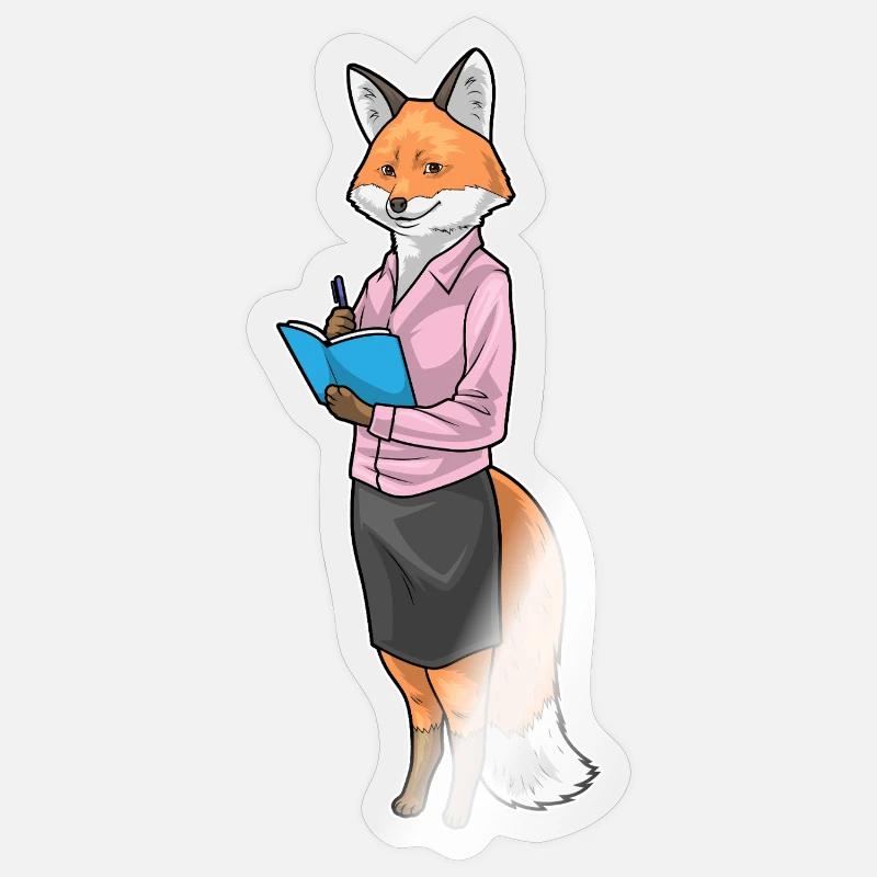 Fox Secretary Notebook Office Sticker size S (10 x 10 cm)