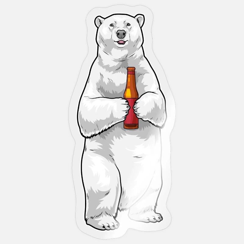 Eisbär Flasche Bier Sticker Größe S (10 x 10 cm)