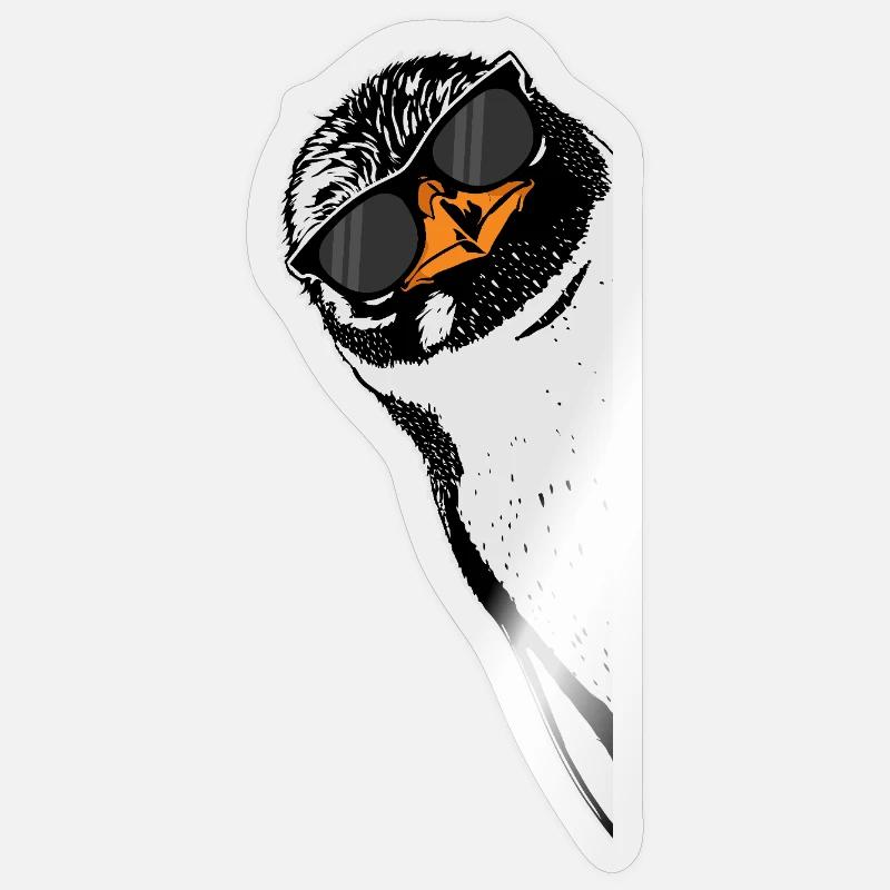 Pingouin avec lunettes de soleil - Sticker taille S (10 x 10 cm) - brillant transparent
