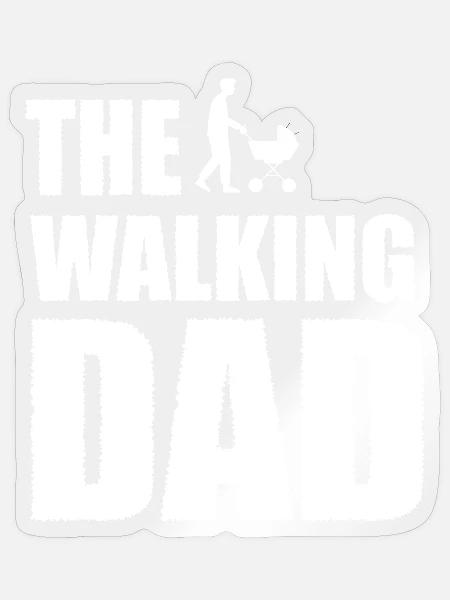 The Walking Dad – Papa mit Kinderwagen - Sticker Größe S (10 x 10 cm) - Transparent glänzend