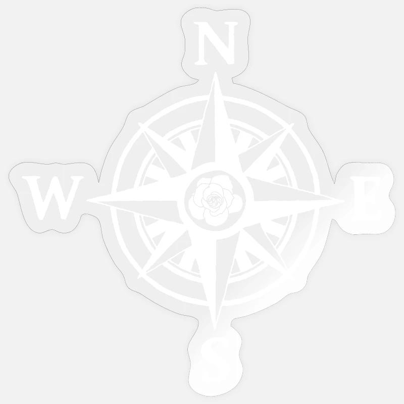 Compass rose (white) Sticker size S (10 x 10 cm)