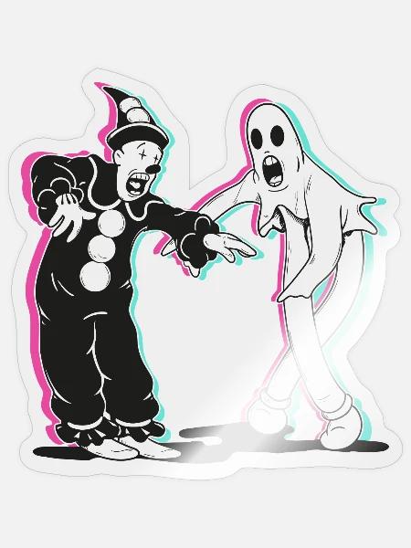 Geist und tanzender Clown - Sticker Größe S (10 x 10 cm) - Transparent glänzend