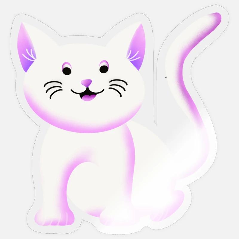 Chaton mignon | Chat | Cadeau - Sticker taille S (10 x 10 cm) - brillant transparent