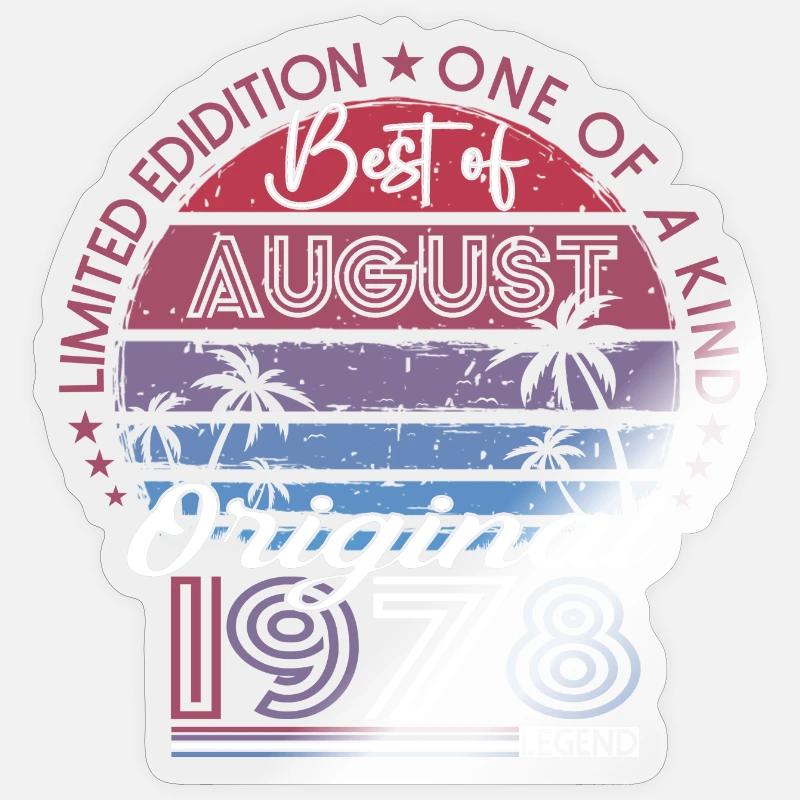 Original August 1978 44. Geburtstag Geschenk Fun - Sticker Größe S (10 x 10 cm) - Transparent glänzend