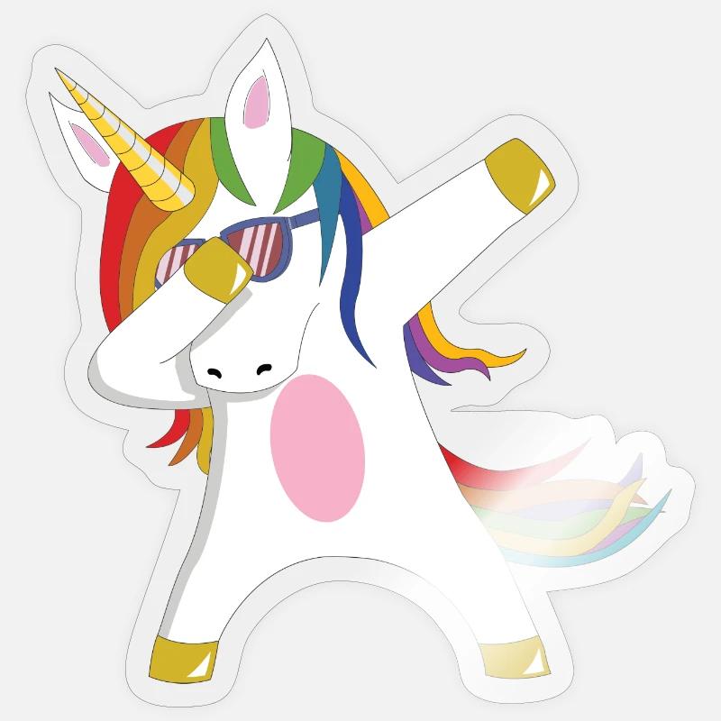 Dabbing Unicorn Geschenkidee dabbendes Einhorn Dab - Sticker Größe S (10 x 10 cm) - Transparent glänzend