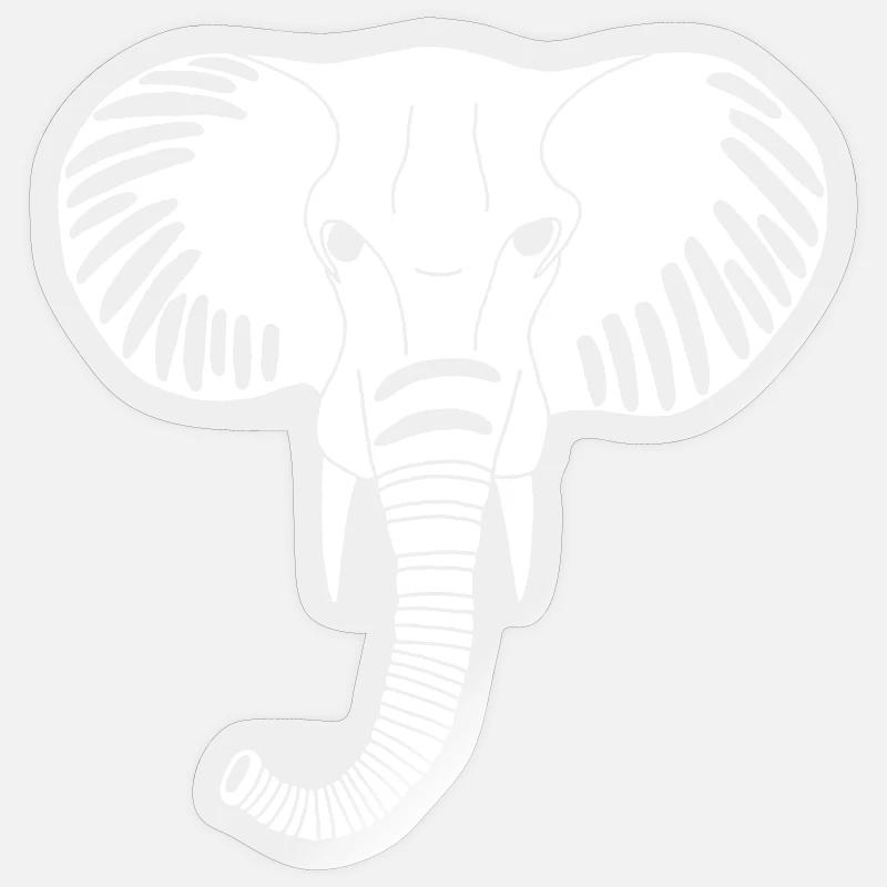 Tête d'éléphant blanc - Sticker taille S (10 x 10 cm) - brillant transparent
