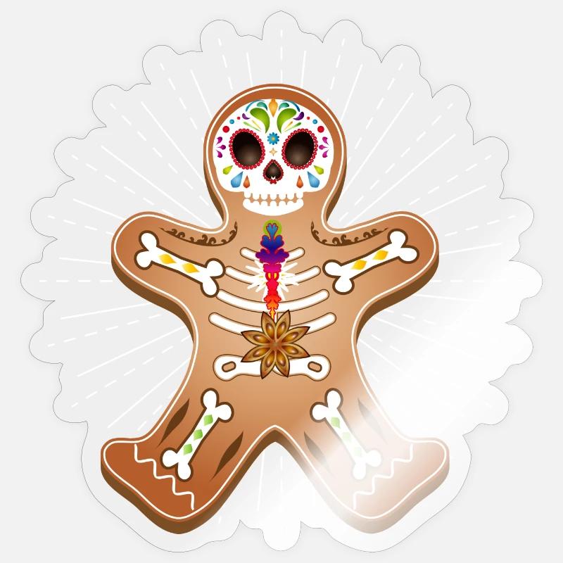 Gingerbread Man Sugar Skull Decor pour Noël Sticker taille S (10 x 10 cm)