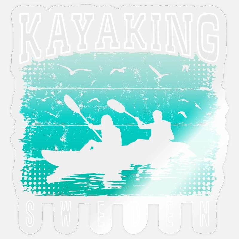 Kayak Suède - Canoë - Rafting Suède - Sticker taille S (10 x 10 cm) - brillant transparent