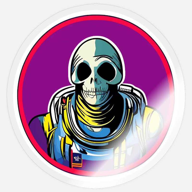 Squelette dans une combinaison spatiale Sticker taille S (10 x 10 cm)
