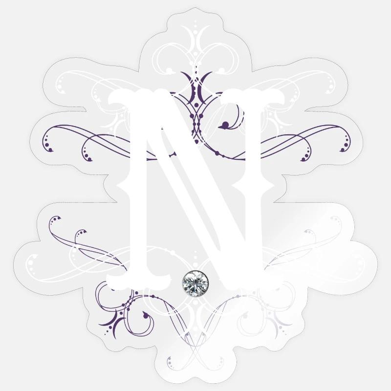 Lettre N (N) - Sticker taille S (10 x 10 cm) - brillant transparent