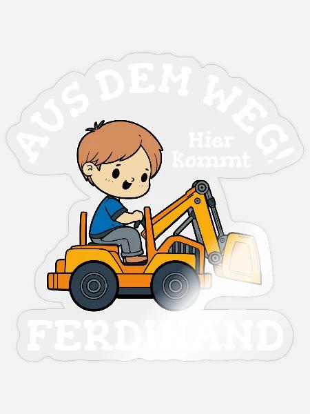 Ferdinand Vorname Bagger - Sticker Größe S (10 x 10 cm) - Transparent glänzend