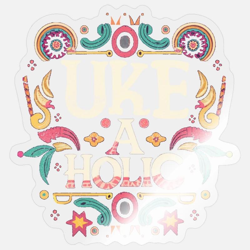 Uke-aholic - Sticker size S (10 x 10 cm) - transparent glossy