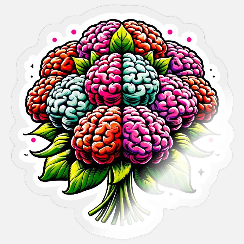 Brain bouquet - Sticker size S (10 x 10 cm) - transparent glossy