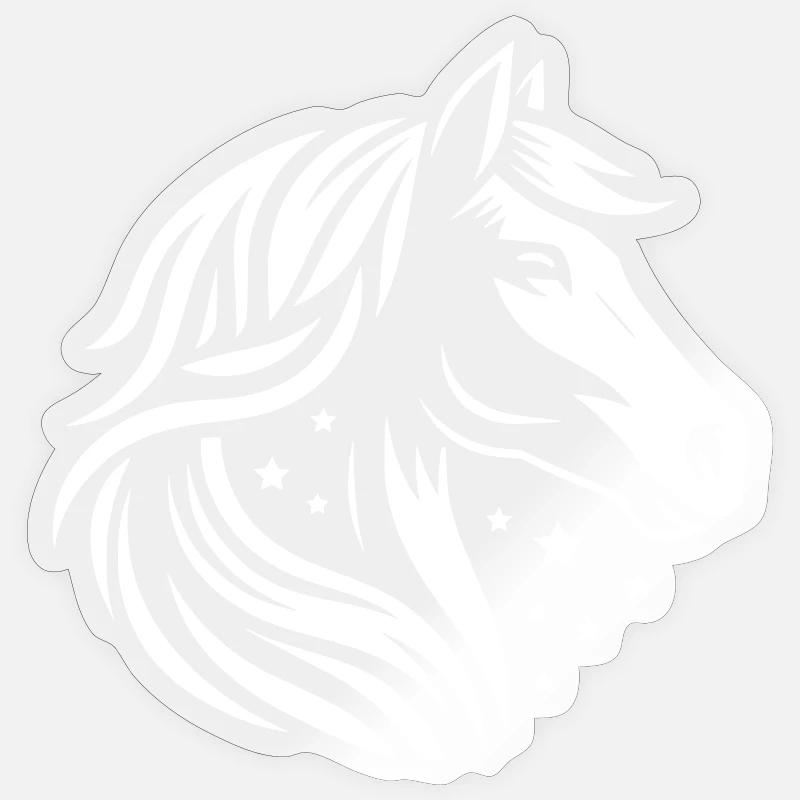 Pferdekopf Sterne - Sticker Größe S (10 x 10 cm) - Transparent glänzend