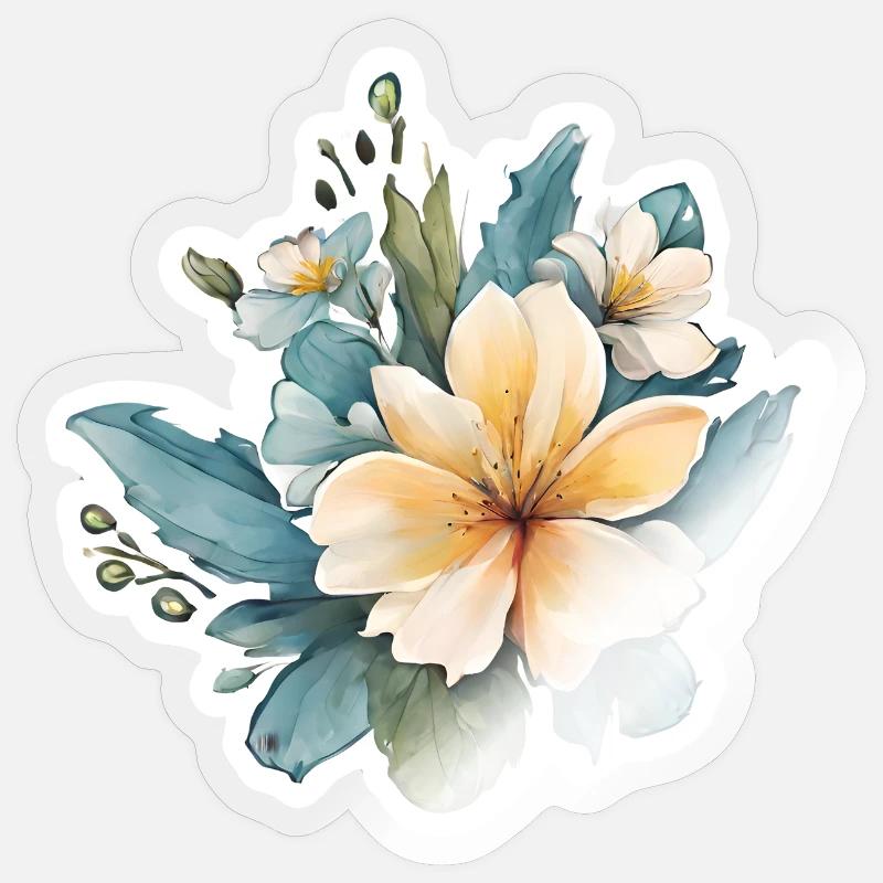 Fleur jaune - Sticker taille S (10 x 10 cm) - brillant transparent